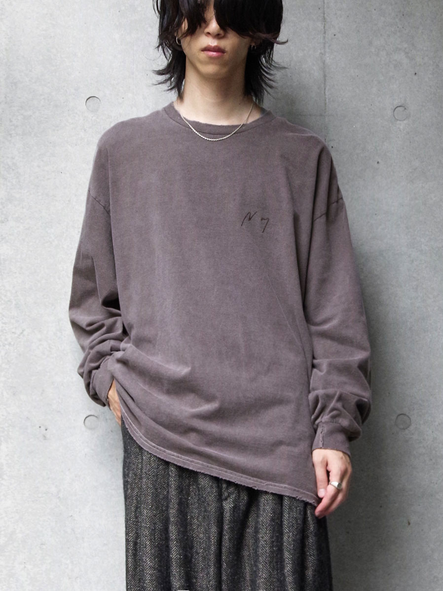ANCELLM "EMBROIDERY DYED LS T-SHIRT 2" - BROWN