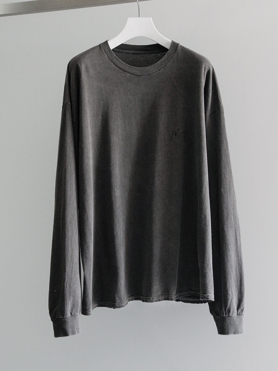 ANCELLM "EMBROIDERY DYED LS T-SHIRT" - F.BLACK