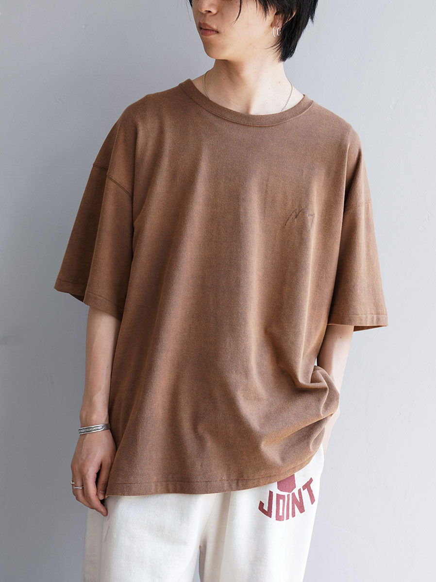 ANCELLM "UNEVENNESS SS T-SHIRT" - BROWN