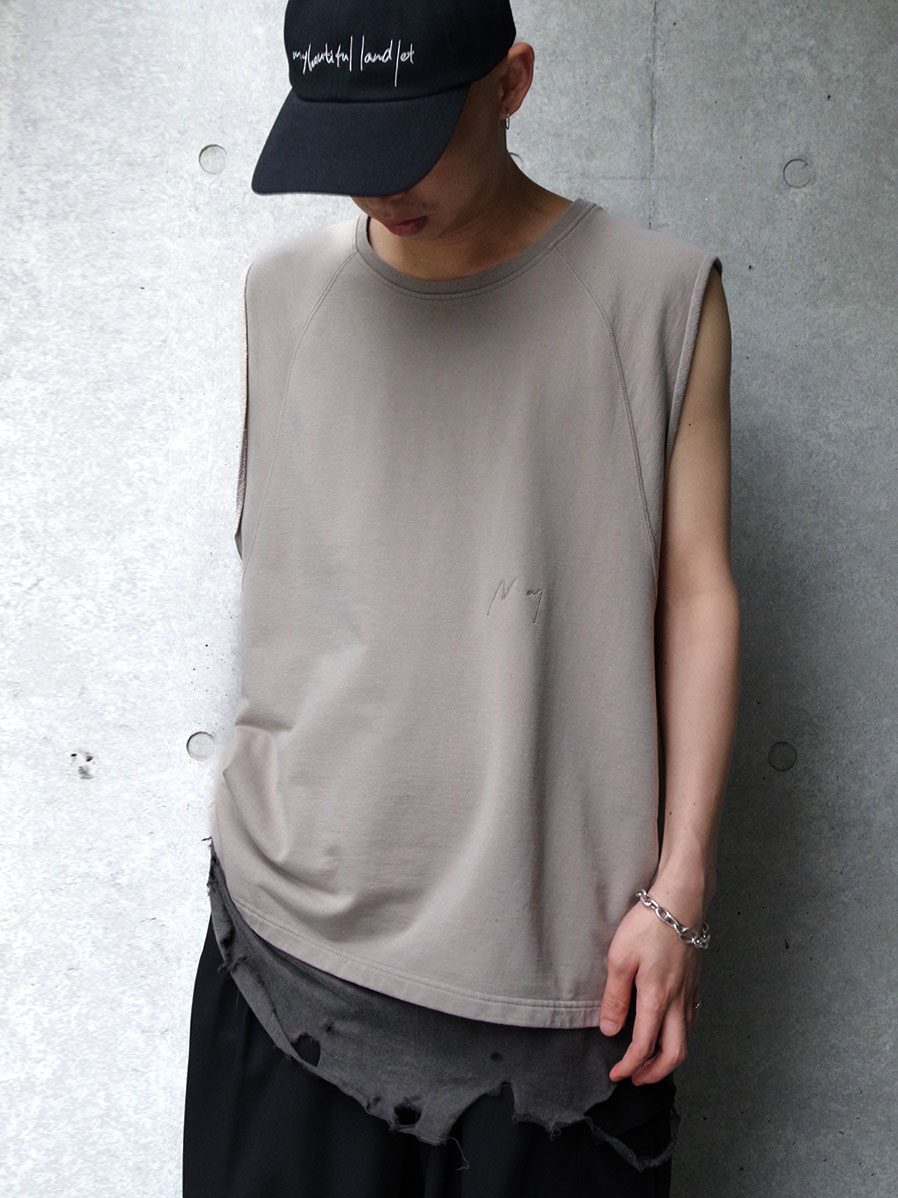 ANCELLM "FADED SLEEVELESS T-SHIRT" - BEIGE