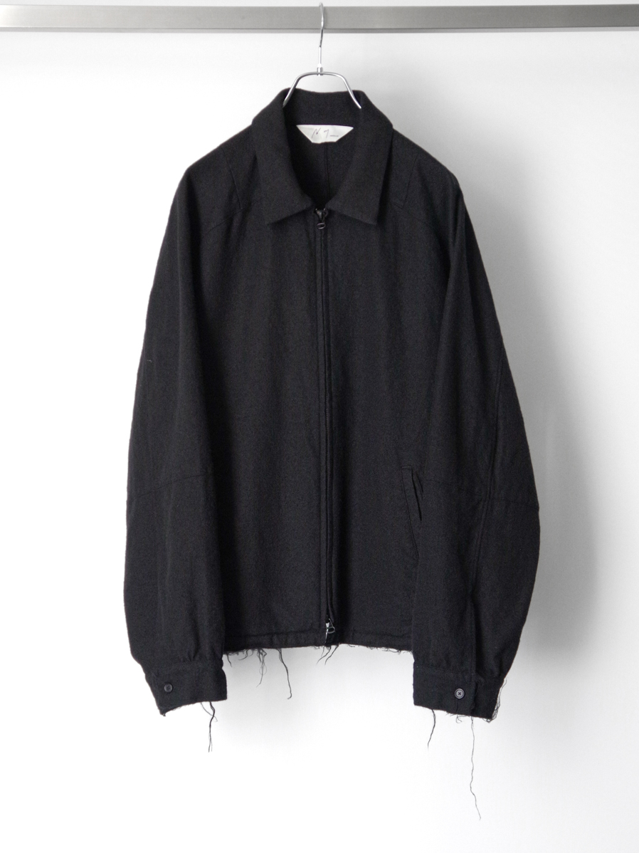 ANCELLM "SHRINK WOOL ZIP-UP SHIRT JACKET" - BLACK