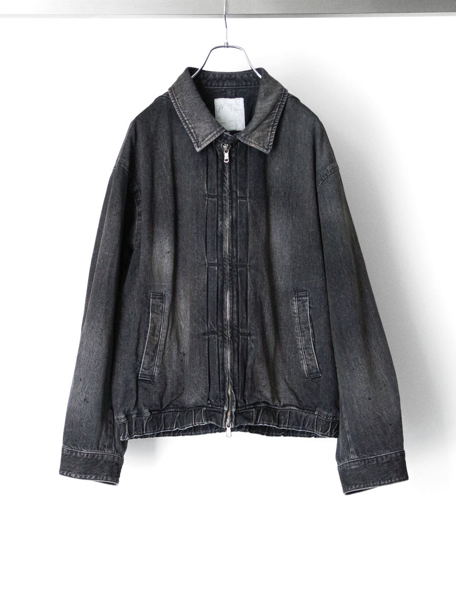 ANCELLM "AGING DENIM TUCK JACKET" - BLACK