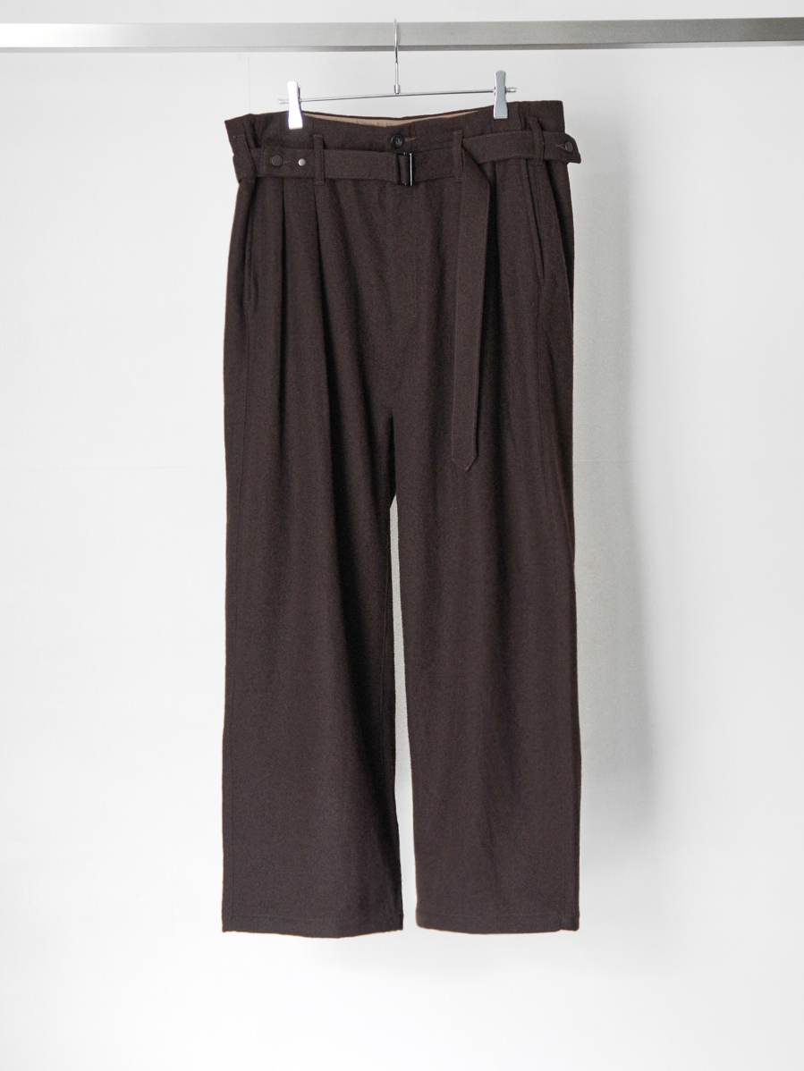 ANCELLM "WOOL BELTED WIDE SLACKS" - BROWN