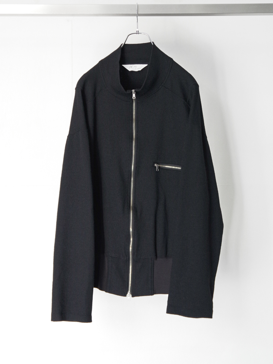 ANCELLM "SHRINK WOOL ZIP UP STAND BLOUSON" - BLACK