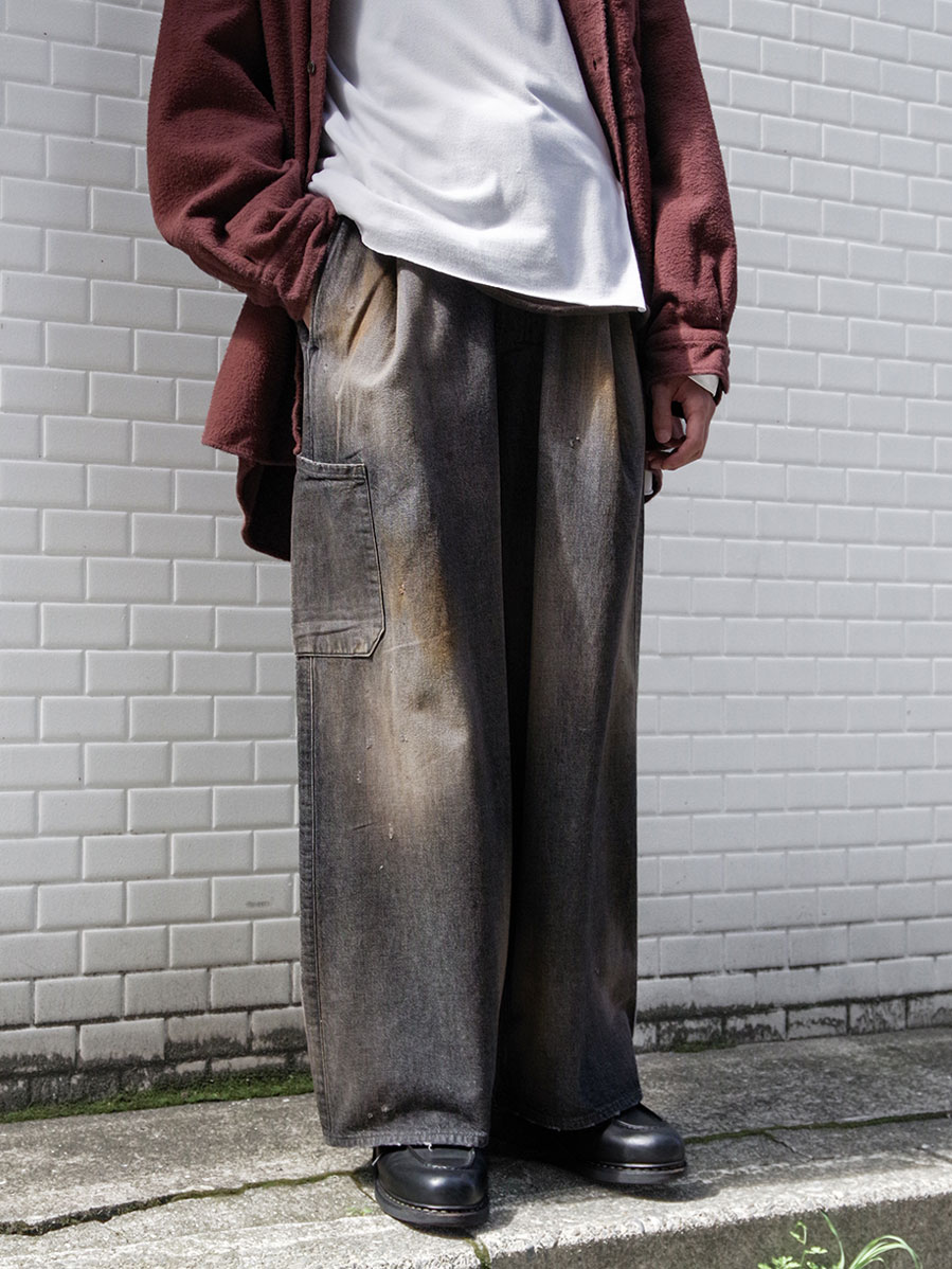 ANCELLM "DENIM PAINTER PANTS" - BLACK