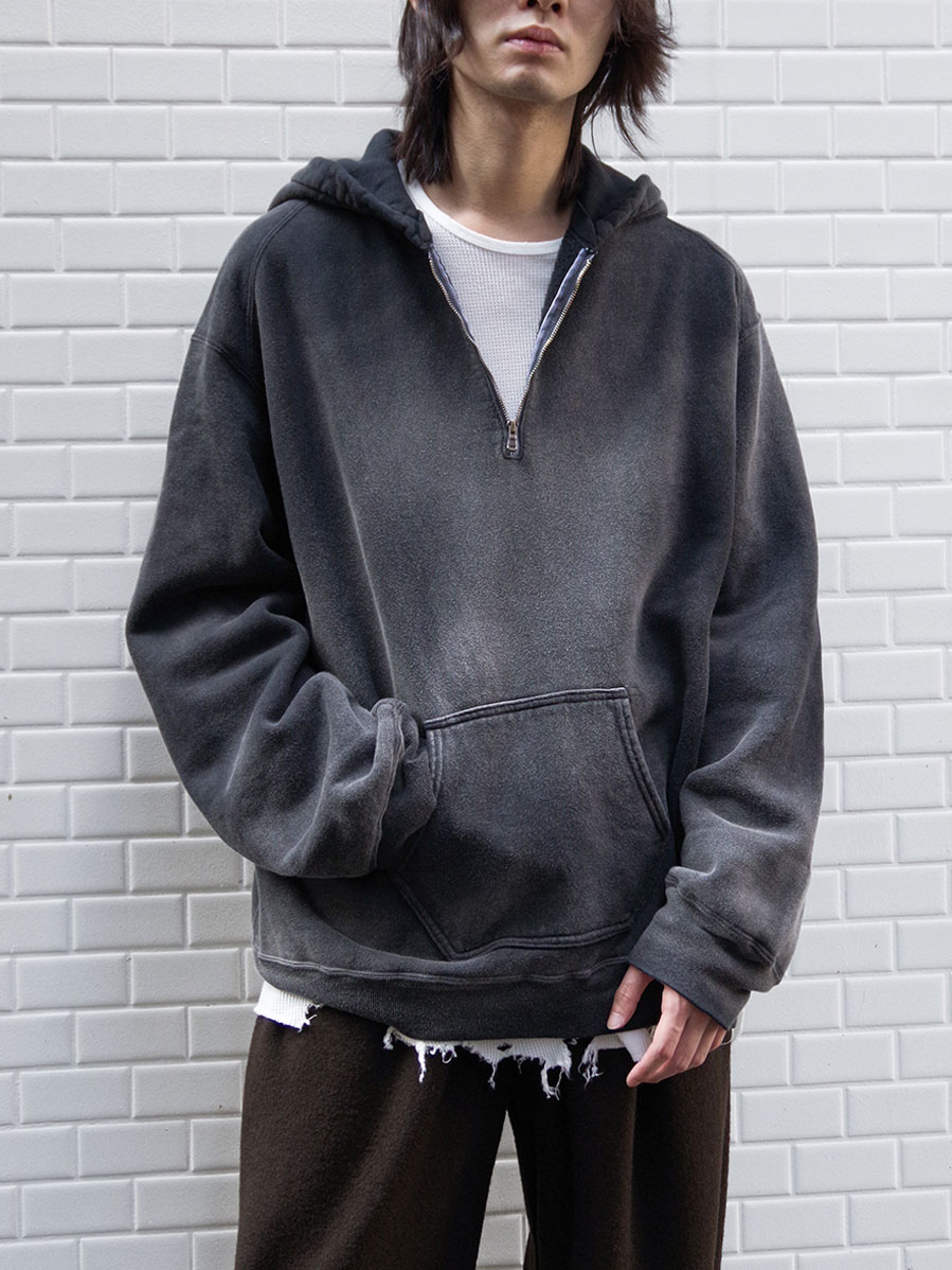 ANCELLM "FLEECE-LINED SWEAT HOODIE" - BLACK