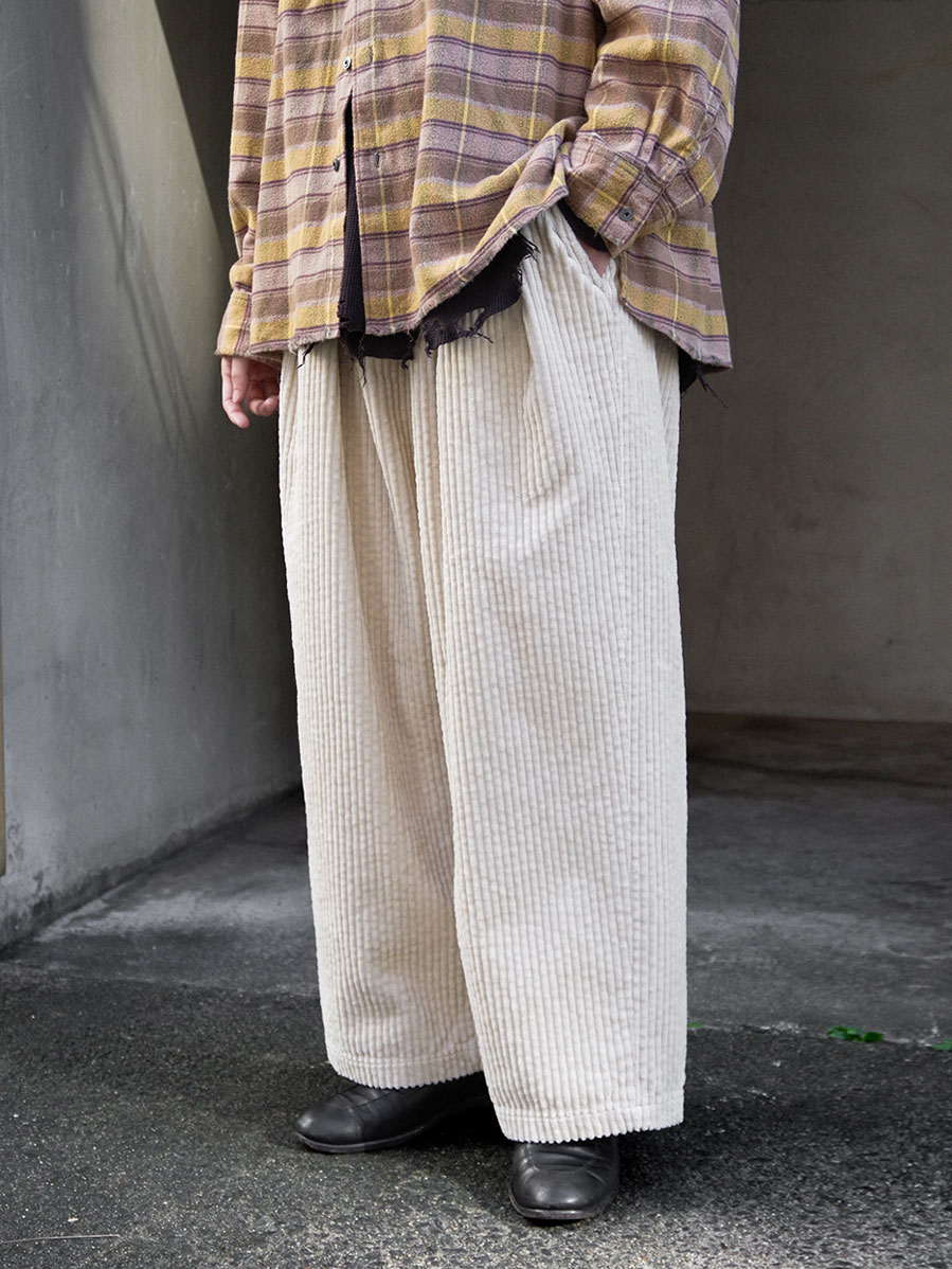 ANCELLM "CORDUROY WIDE SLACKS" - IVORY