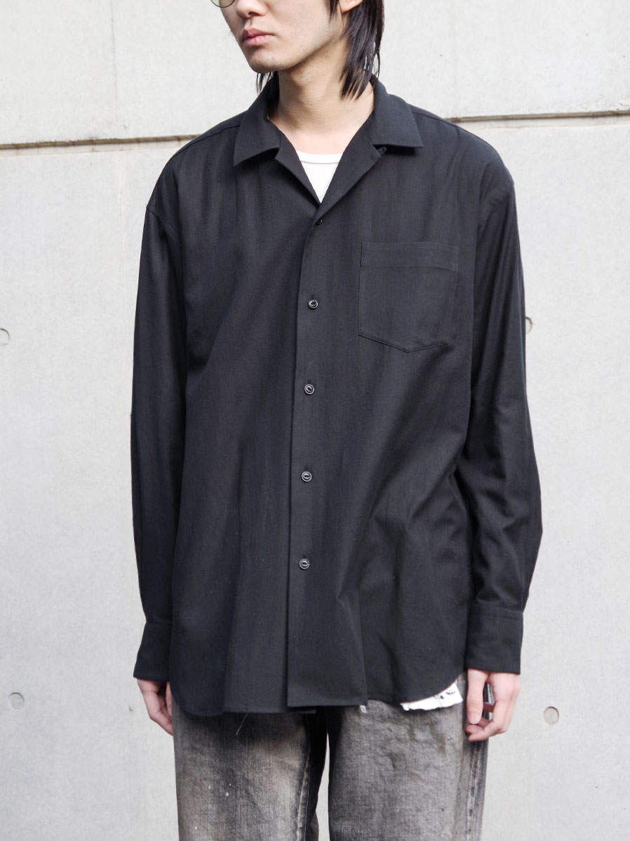YOKO SAKAMOTO "OPEN COLLAR SHIRT" - BLACK