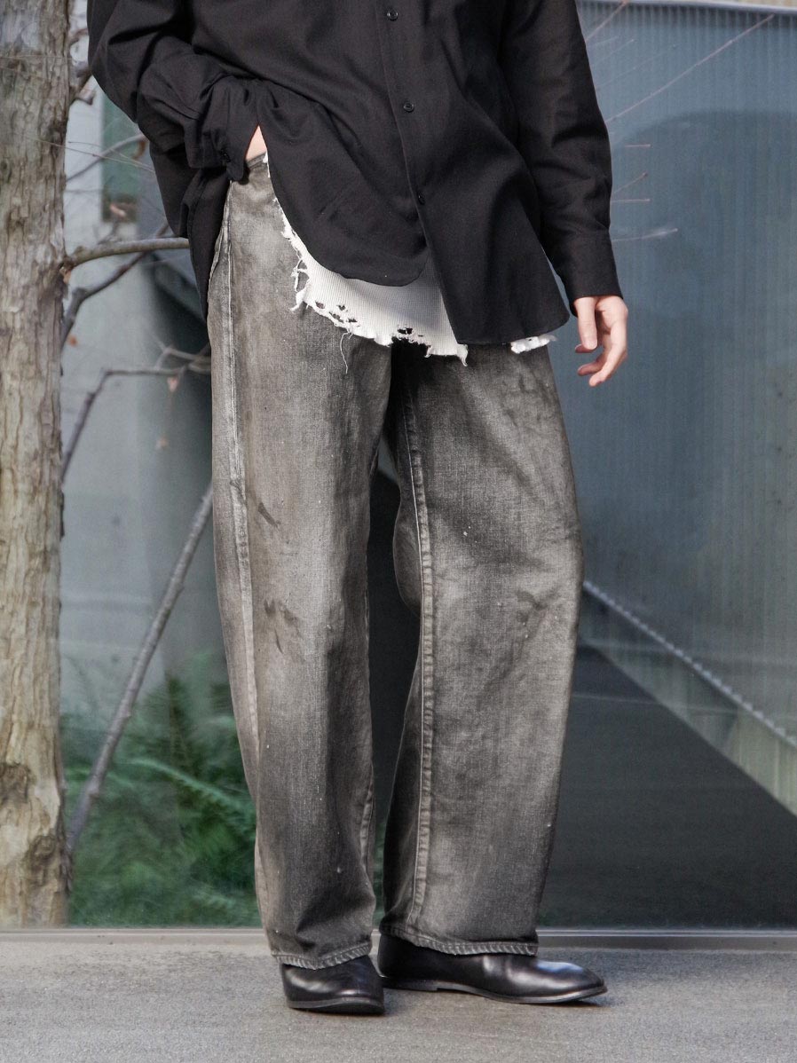 ANCELLM "AGING MIDDLE STRAIGHT 5P DENIM PANTS" - BLACK