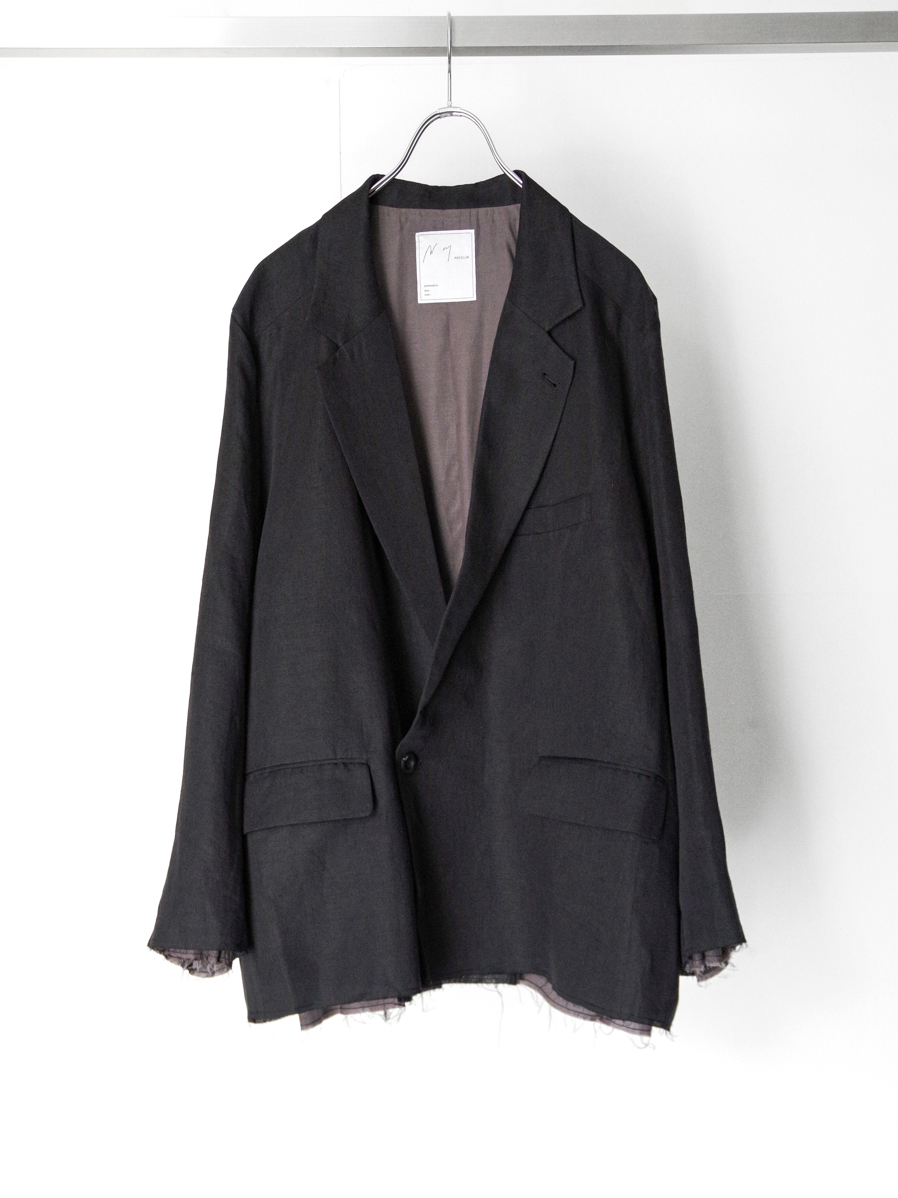 ANCELLM "100/S LINEN TAILORED JACKET" - BLACK