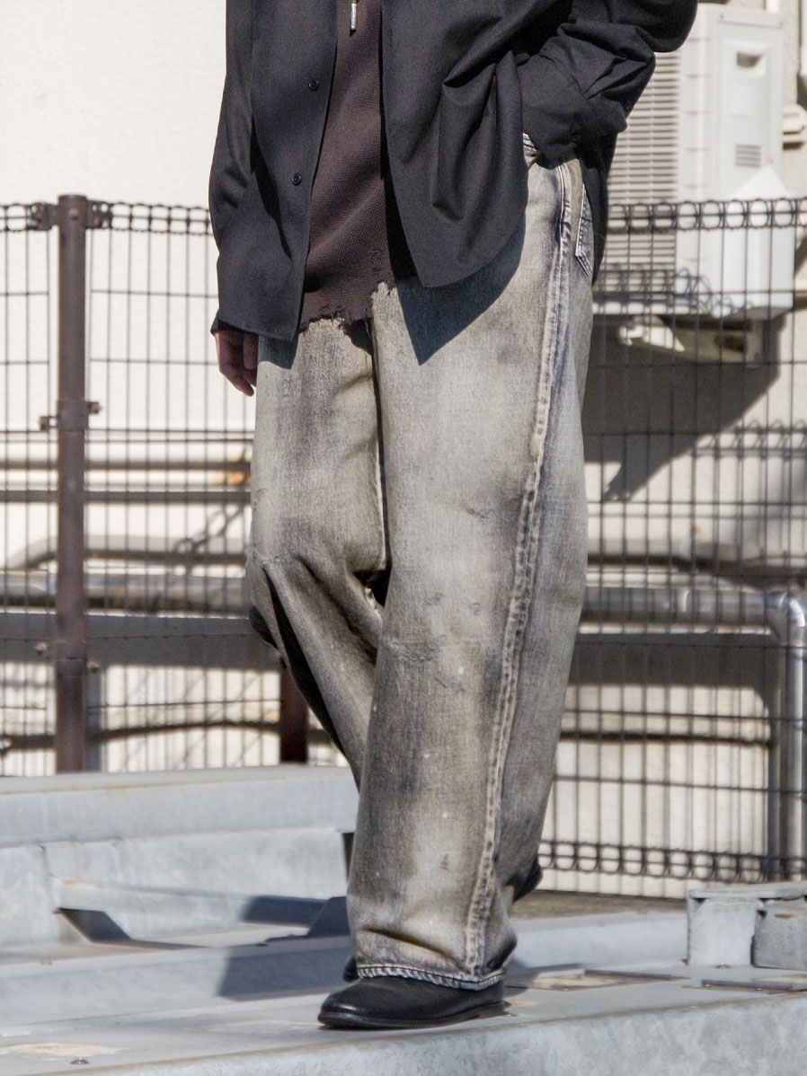 ANCELLM "#01 MIDTAPERED 5P DENIM PANTS" - BLACK