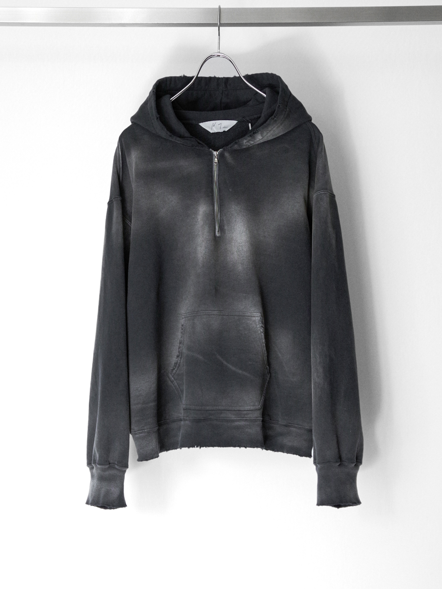 ANCELLM "LIGHT LOOP ZIP HOODIE" - BLACK
