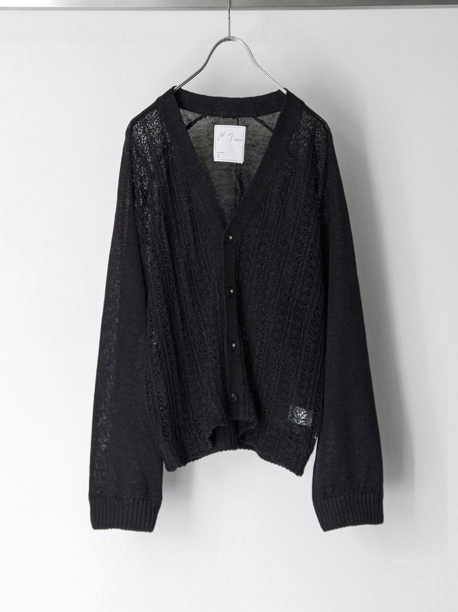 ANCELLM "LACED KNIT CARDIGAN" - BLACK
