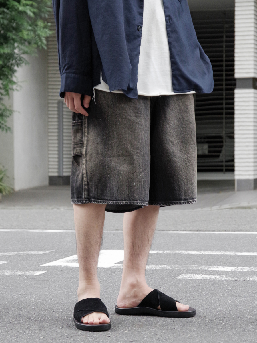 ANCELLM "DENIM PAINTER SHORTS" - BLACK