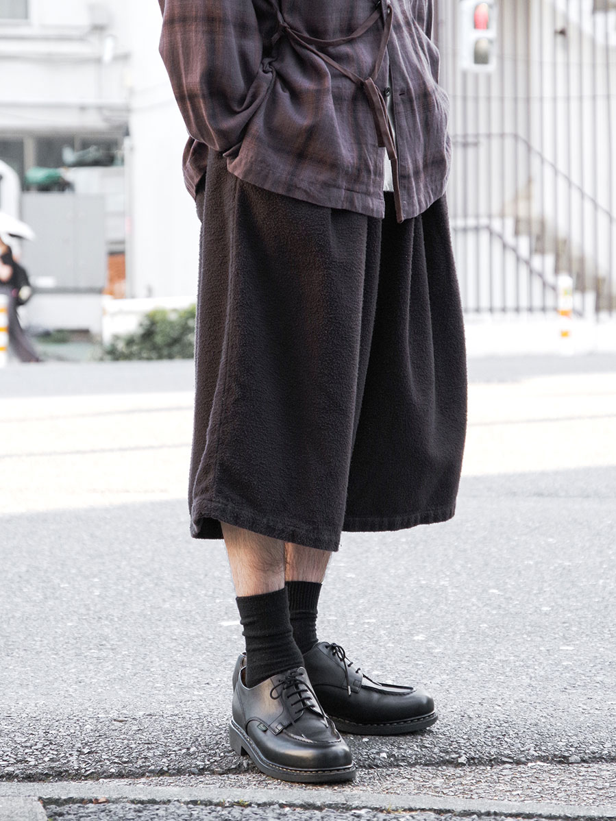 ANCELLM "BRUSHED COTTON WIDE CROPPED PANTS" - BLACK