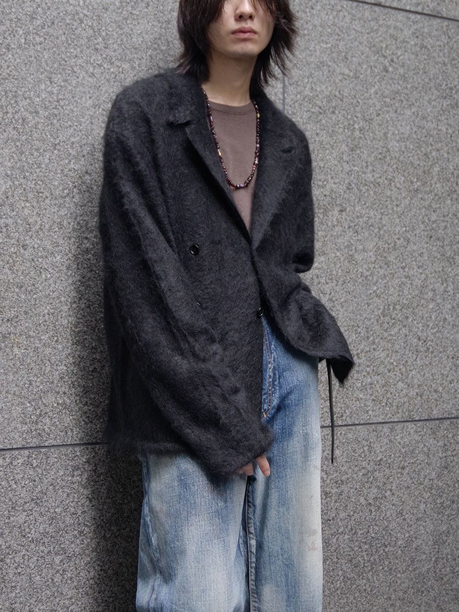 ANTHEM A "SUPER KID MOHAIR KNIT JACKET" - BLACK