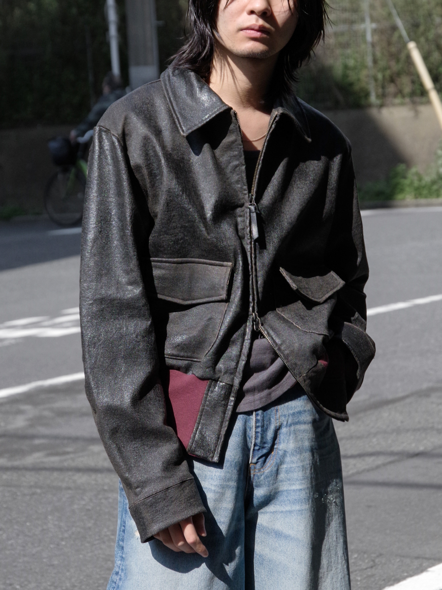 ANTHEM A "CRACK TERRY BLOUSON" - BROWN