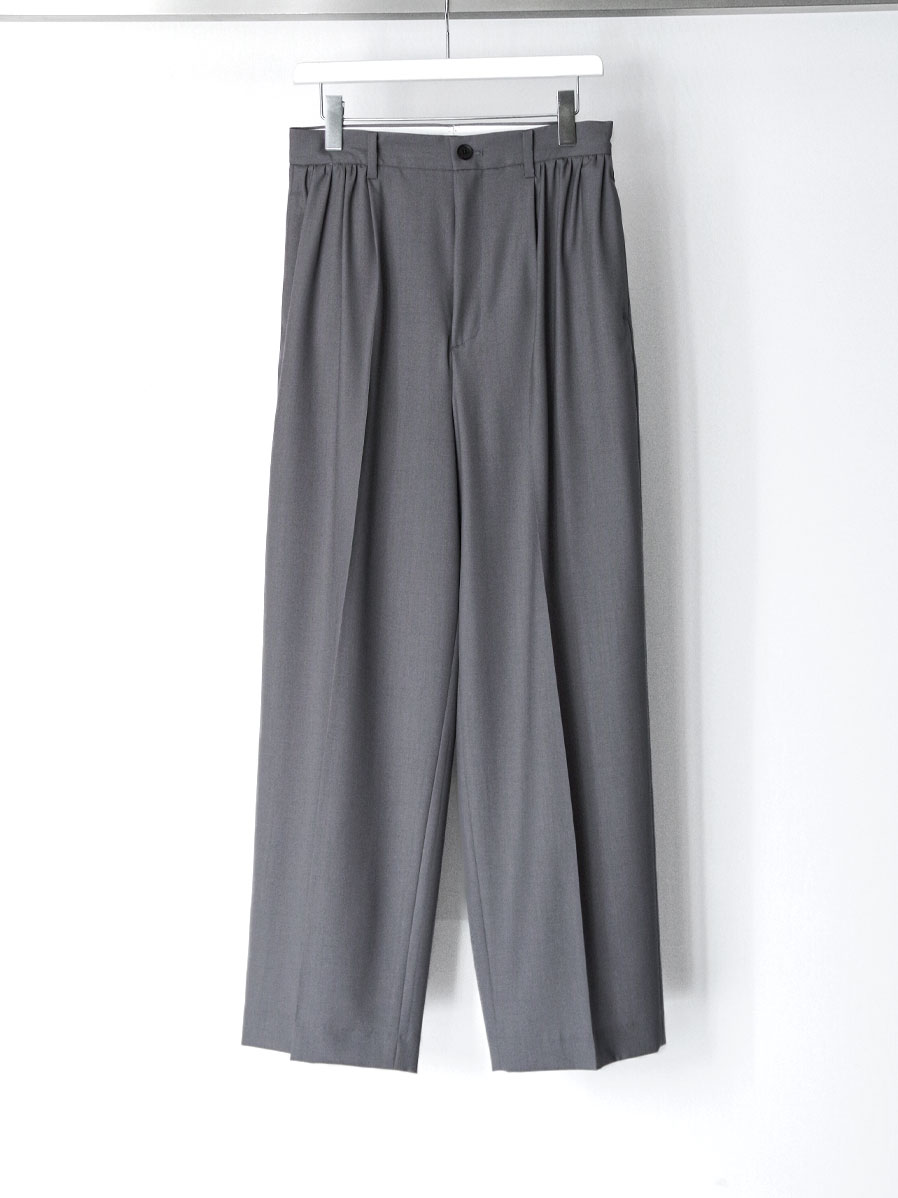 ANTHEM A "WOOL TROPICAL SIDE GATHER SLACKS" - GRAY