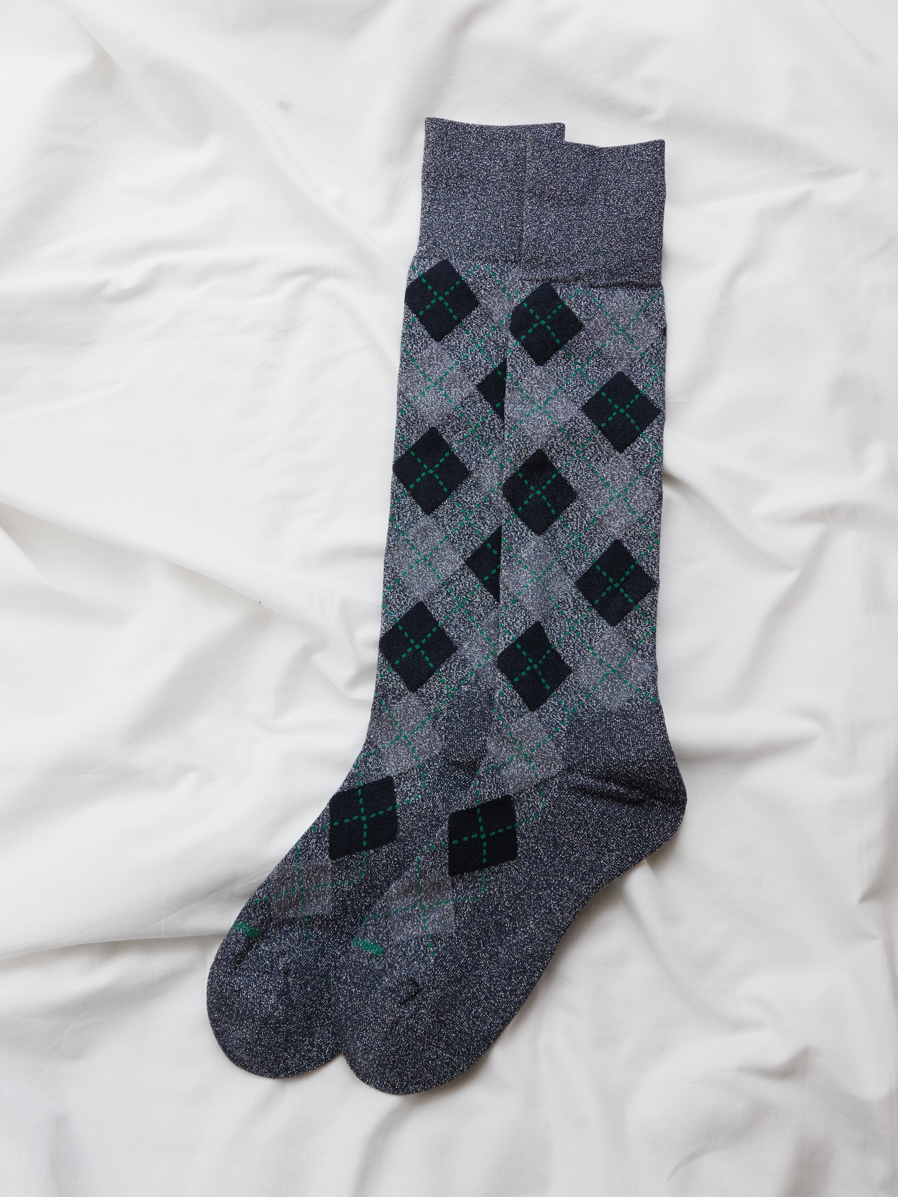 BED J.W. FORD "Argyle Glitter Long Socks" - Gray