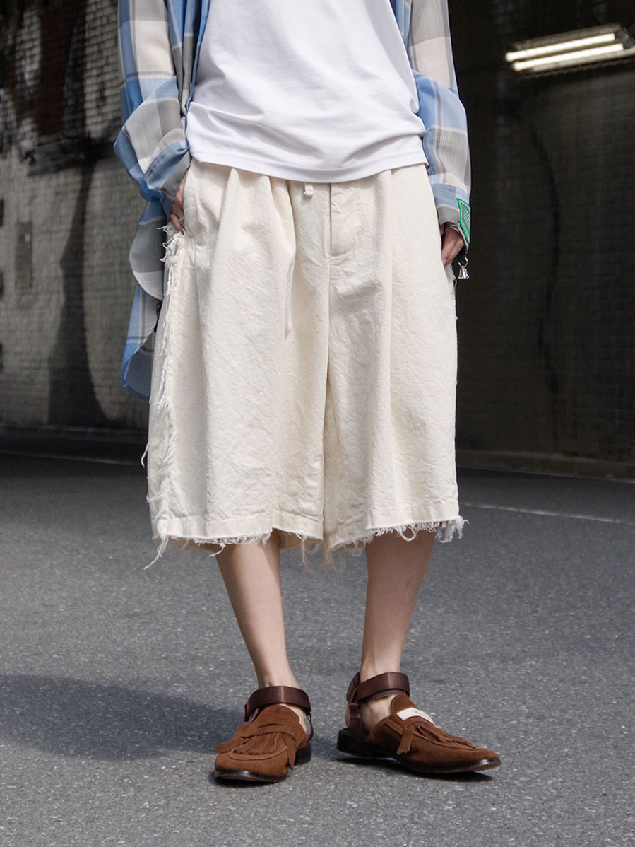 my beautiful landlet "PIGMENT PRINT WASHED DENIM SHORT PANTS" - KINARI