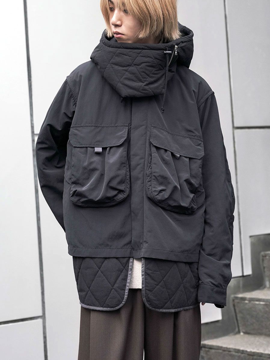 EMAM "MILITARY QUILTING LAYERED JACKET" - BLACK