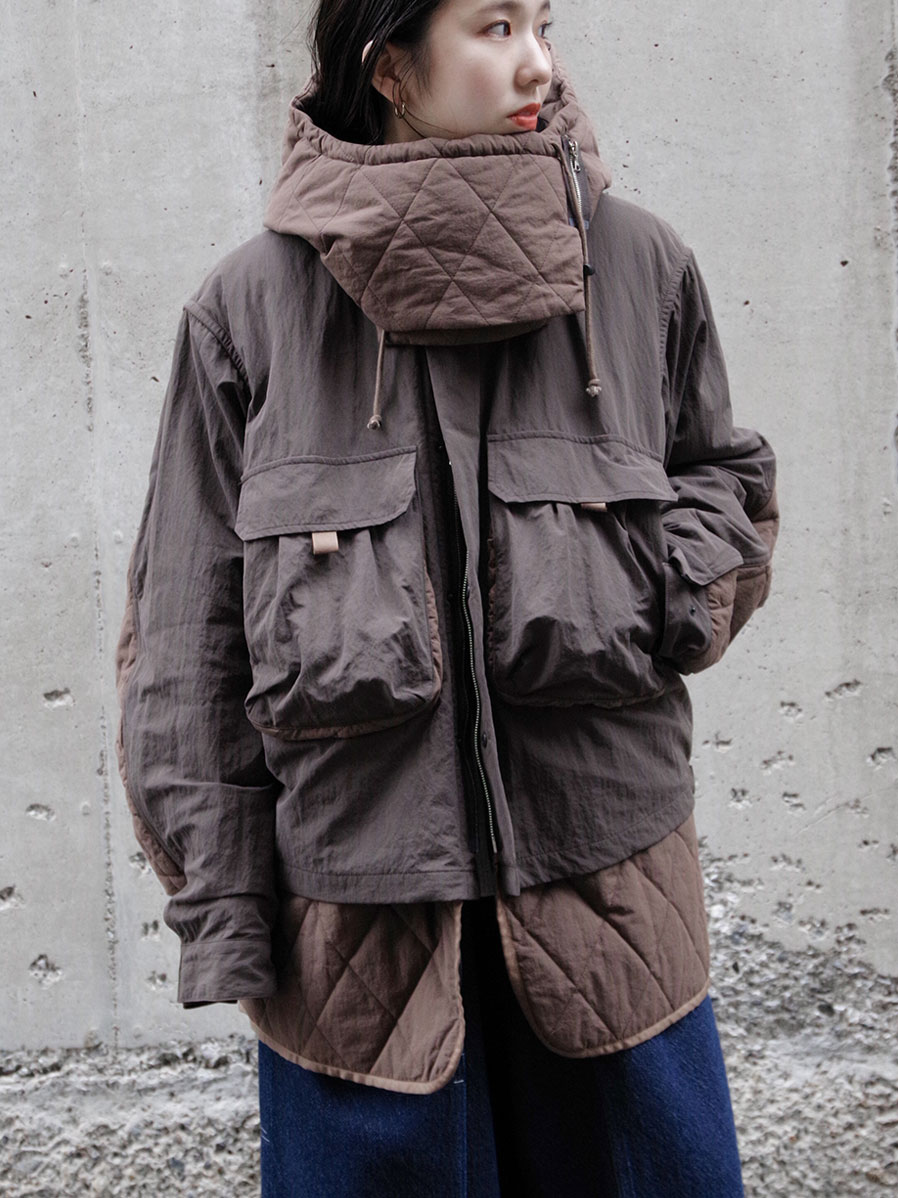 EMAM "MILITARY QUILTING LAYERED JACKET" - BROWN