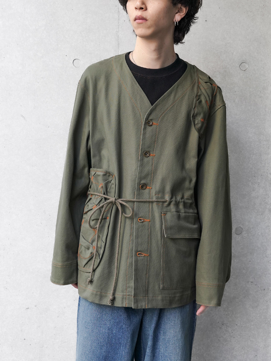 EMAM "Smocking Patch Collarless Jacket"