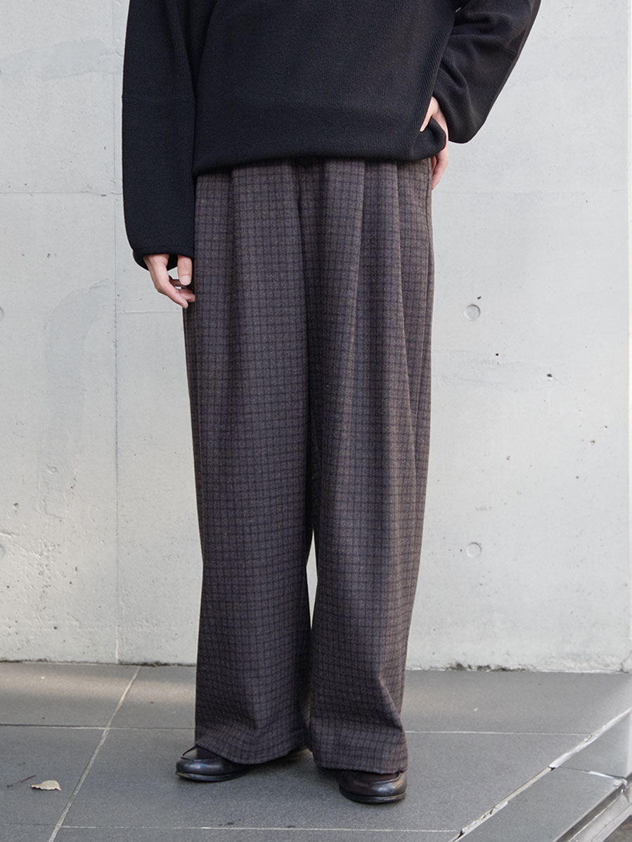 JUHA "CHECK WIDE EASY PANTS" - BROWN