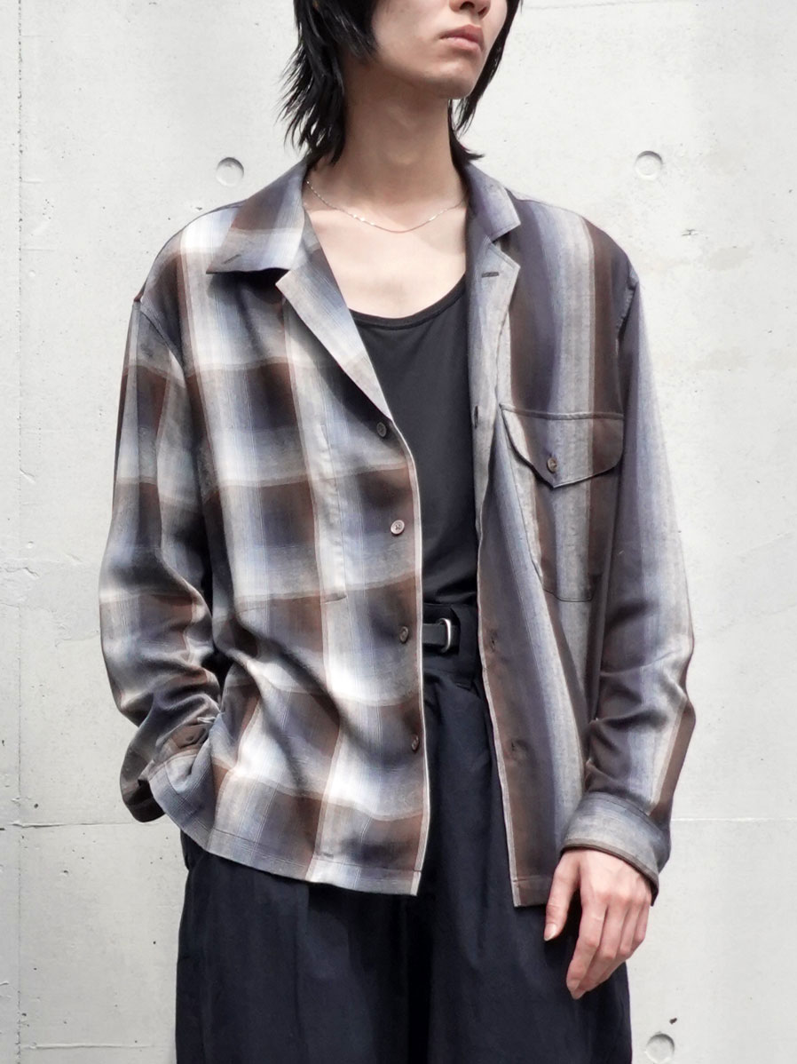 Sasquatchfabrix. "ASYMMETRY COLLAR SHIRT" - BROWN CHECK
