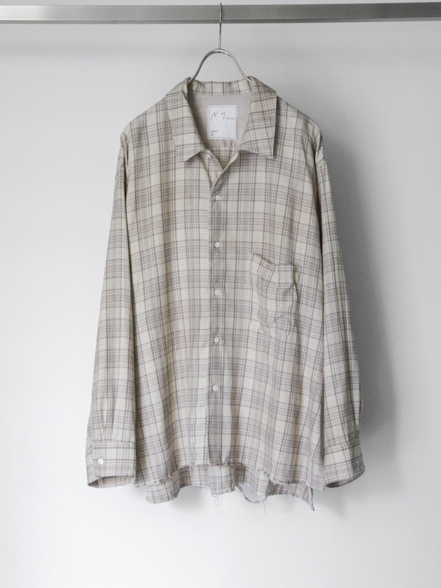 ANCELLM "AGING RAYON CHECK SHIRT" - BEIGE