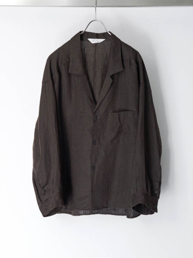 ANCELLM "100/S LINEN TAILORED SHIRT" - BROWN