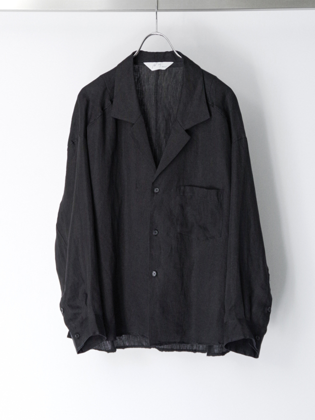 ANCELLM "100/S LINEN TAILORED SHIRT" - BLACK