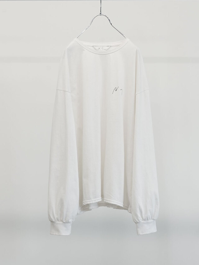ANCELLM "EMBROIDERY DYED LS T-SHIRT" - WHITE
