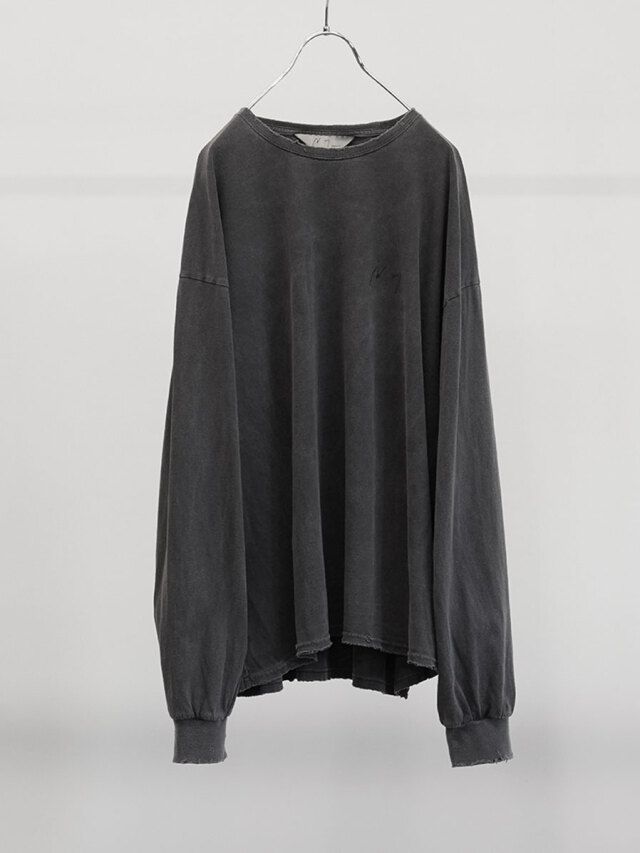 ANCELLM "EMBROIDERY DYED LS T-SHIRT" - BLACK