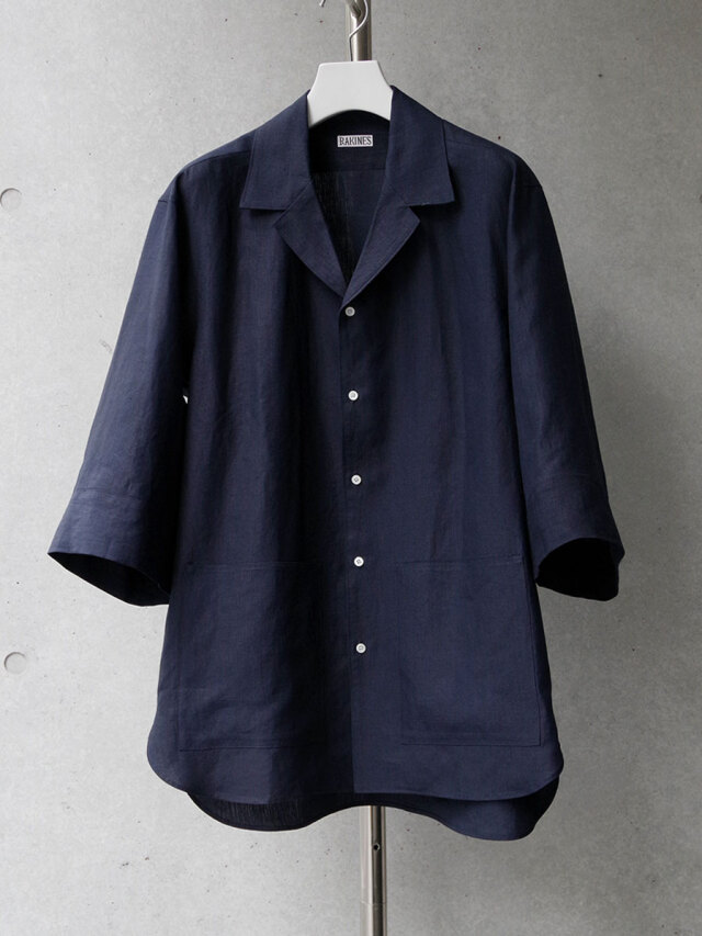 極美品【RAKINES】ラキネス バンドカラー 長袖　オーバーシャツ　ブルー RAKINES（ラキネス）中古・古着オンライン通販 | Kindal