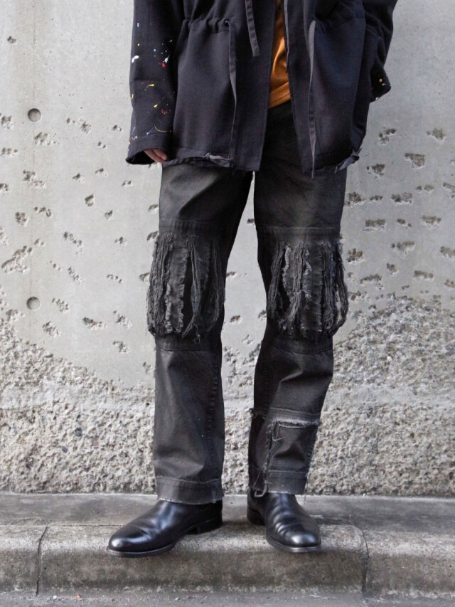 ALMOSTBLACK "COATING DENIM PANTS" - BLACK