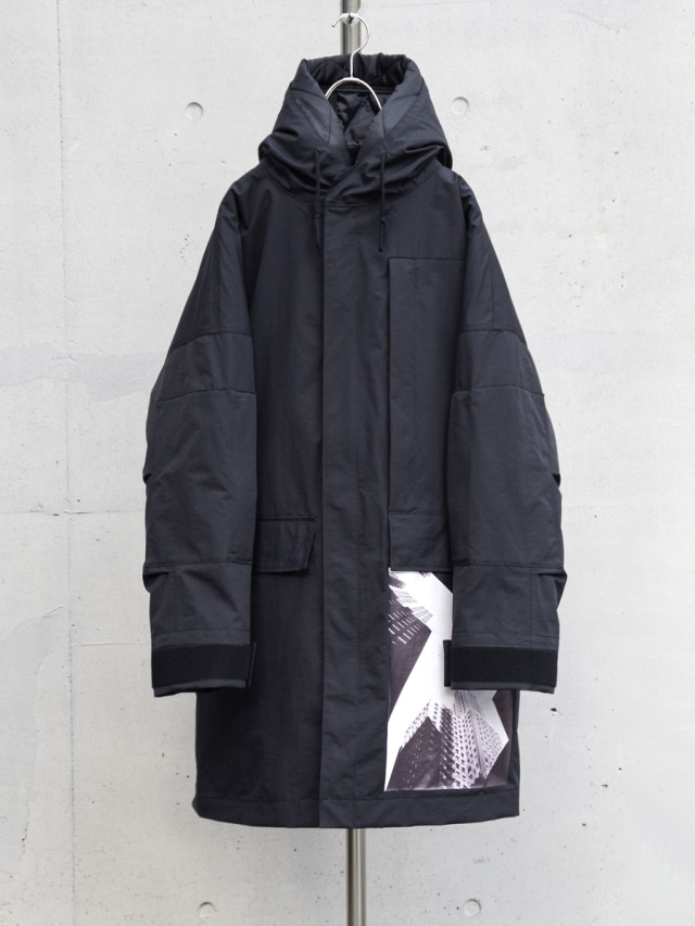 ALMOSTBLACK "WOVEN KIMONO LAYERED PRINT MODS COAT"