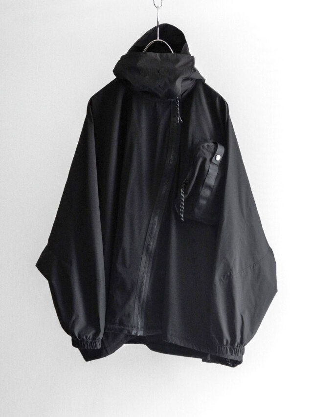 ALMOSTBLACK "WOVEN WATER-REPELLENT HOOD PONCHO BLOUSON"