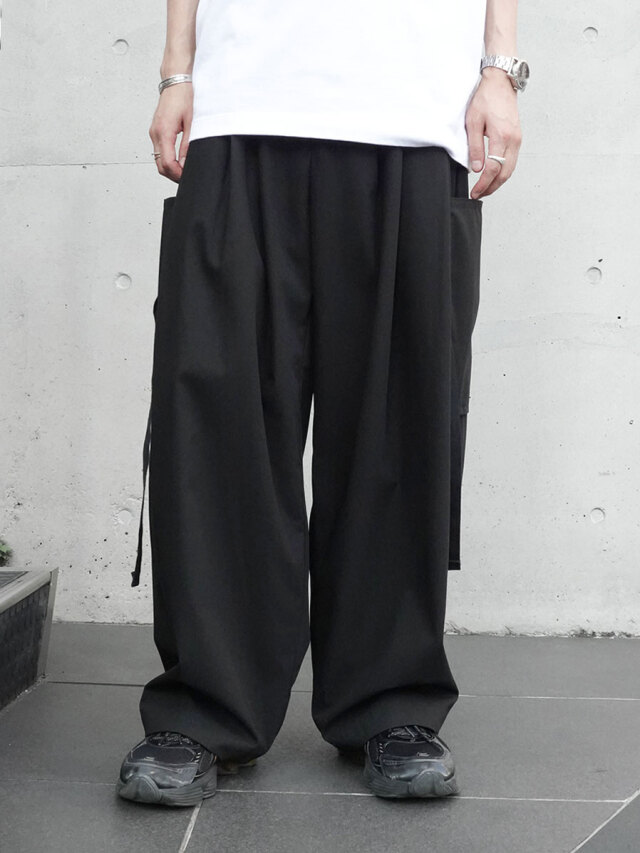 ALMOSTBLACK "WOVEN 6POCKET PANTS" - BLACK