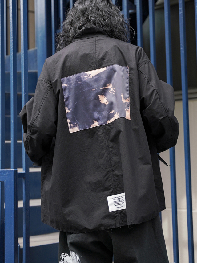 ALMOSTBLACK "WOVEN CUT OFF REMOVAL M65 MODS BLOUSON" - BLACK
