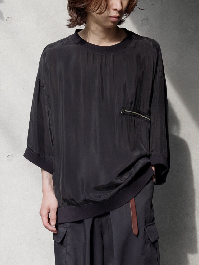 my beautiful landlet "DYED CUPRO TAFFETA BIG T-SHIRT" - BLACK