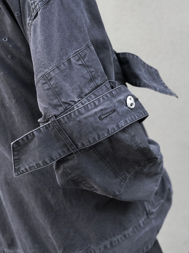 WOVEN FADE NO COLLAR MILITARY BLOUSON