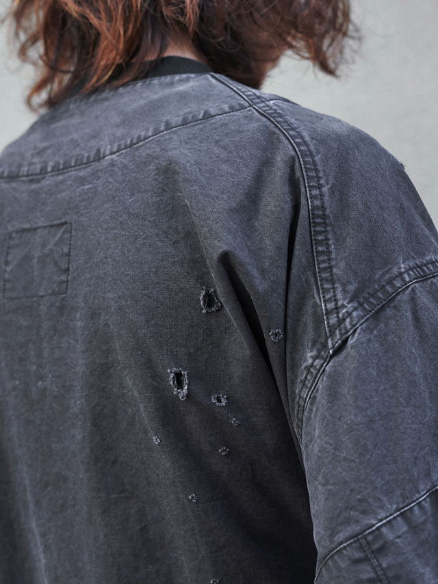 WOVEN FADE NO COLLAR MILITARY BLOUSON