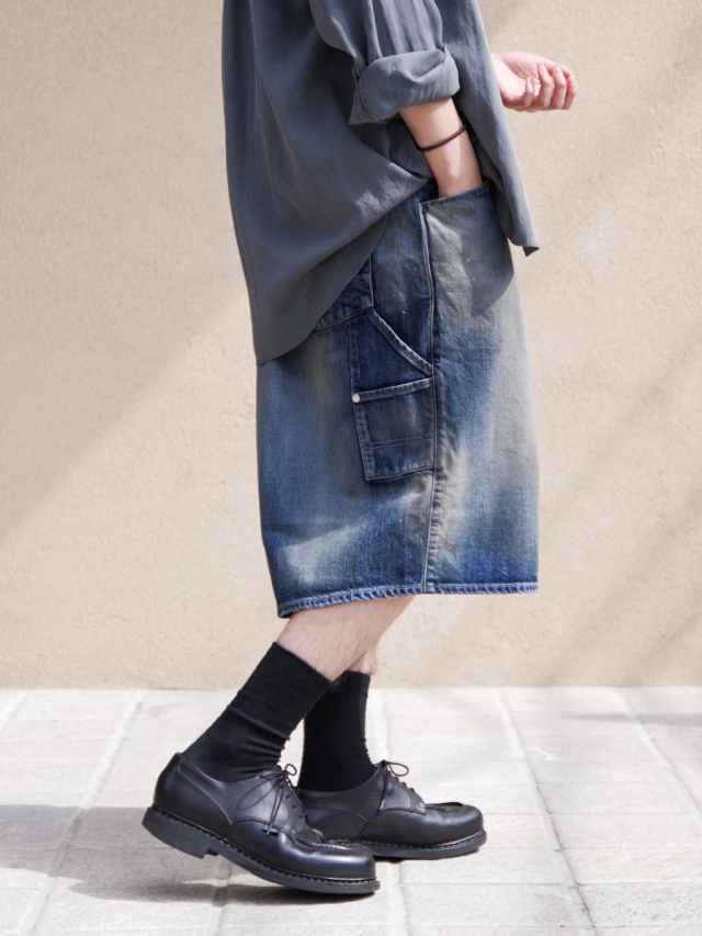 ANCELLM "DENIM PAINTER SHORTS" - INDIGO