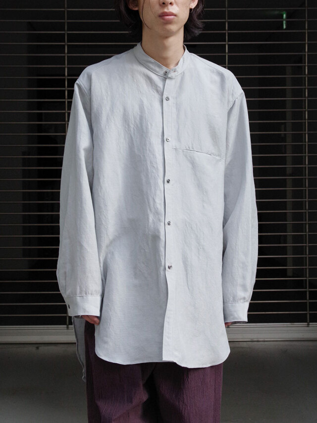 ANCELLM "W/L SLIT LONG SHIRT" - BLUE GRAY