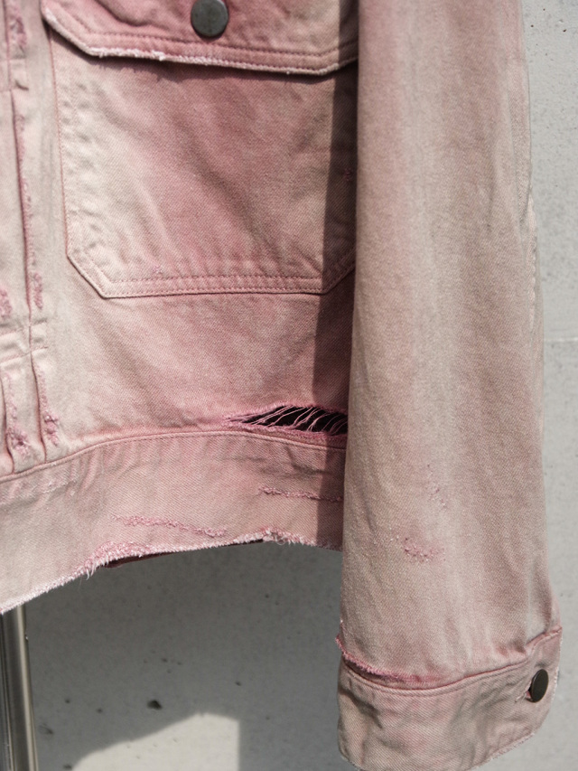 アンセルム　ダメージデニムジャケット　ピンク　サイズ2 ANCELLM - DAMEGE DENIM JACKET type-2/D.PINK | NapsNote