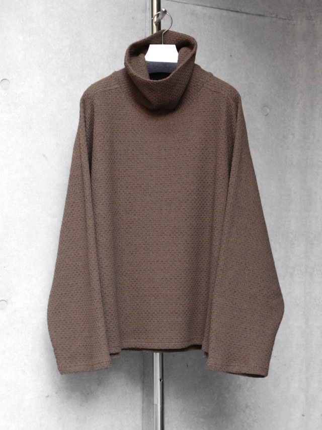 ANCELLM "CHAIN KNIT HI-NECK LS T-SHIRT" - KHAKI