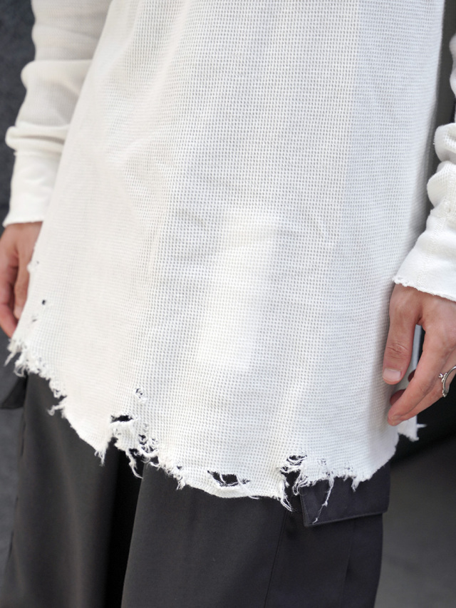 トップス 25aw ANCELLM DAMAGE WAFFLE CREW T-SHIRT 2025AW】 ANCELLM (アンセルム) 