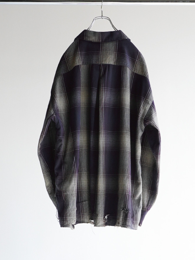 トップス ancellm damaged flannel check shirt ANCELLM - DAMAGED FLANNEL CHECK SHIRT/GRAY-BURGUNDY | NapsNote