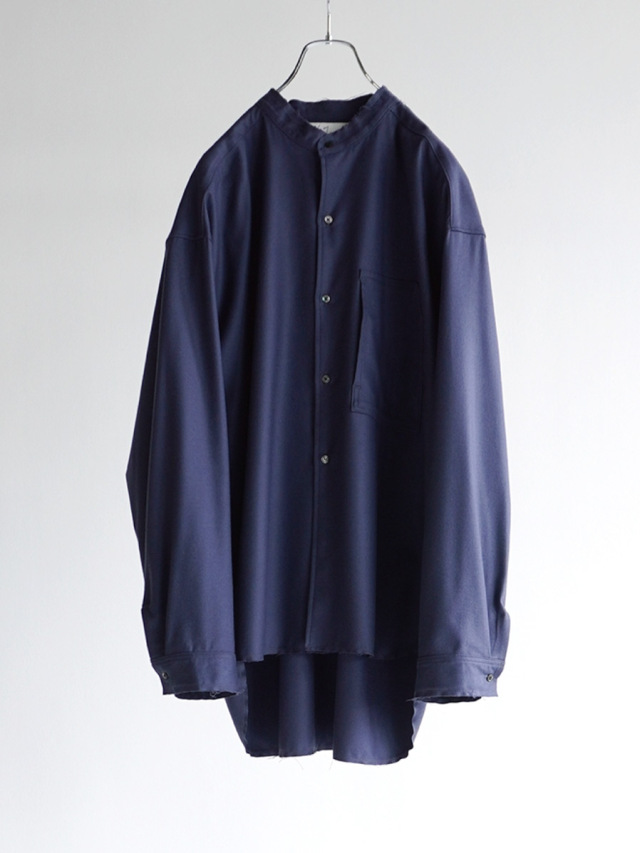 ANCELLM "WOOL FLANNEL LONG SHIRT" - BLUE